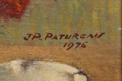 J. P. PATUREAU "Fleurs", huile sur isorel, sbd, daté 1976. 35x27 cm