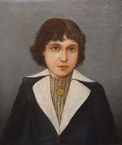 Emile TESSON Ecole XIXe: "Portrait de jeune homme", huile sur toile, sbd (restaurations)....