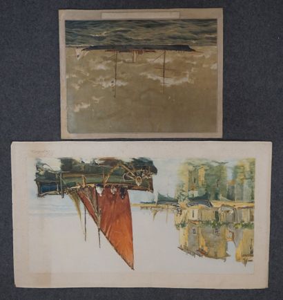 null Deux estampes "Port de Martigues" (55x95 cm), d'après Georges Lapchine et le...