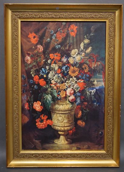null "Bouquet", reproduction sur toile. 74x53 cm