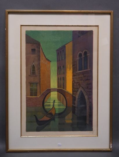 TOFFOLI "Vue de Venise", lithographie, 54/100, sbd. 61,5x42,5 cm