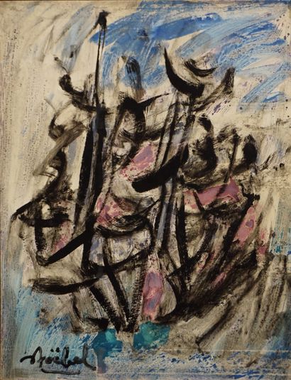 STOEBEL 
"Abstraction", peinture sur papier, sbg. 47x36 cm
