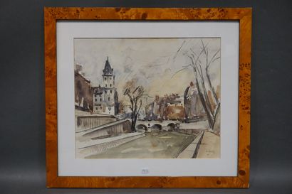 Richard HEINTZ (1871-1929) "Les quais de Seine à Paris", aquarelle, sbd. 31x37 c...