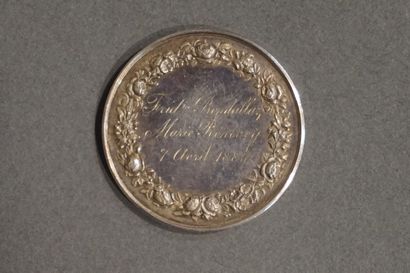 MÉDAILLE Wedding medal of 1885 in silver (24,6grs)