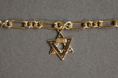 Bracelet Gold bracelet with star of David charm paved with diamonds signed IL GIGLIO...