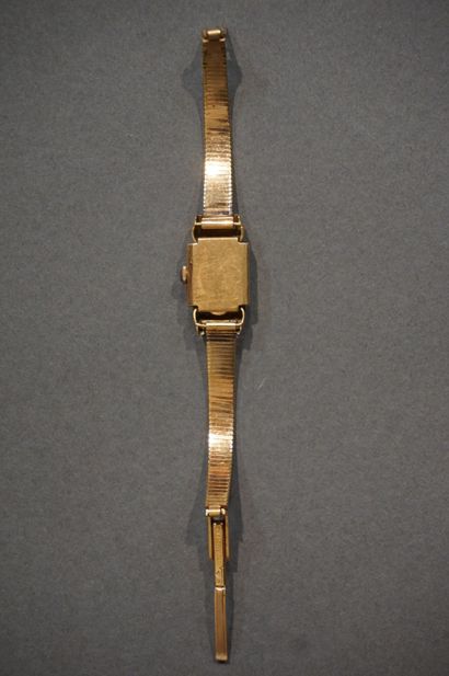 Montre Montre de dame DERMONT à cadran carré en or à bracelet en métal doré (Poids...