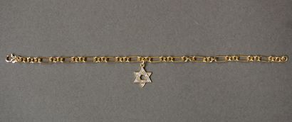 Bracelet Gold bracelet with star of David charm paved with diamonds signed IL GIGLIO...