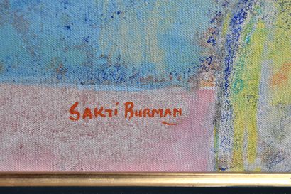 Sakti BURMAN (Né en 1935) "Le printemps", huile sur toile, sb. 61x50 cm. Provenance:...