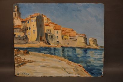null "Saint Tropez", huile sur isorel, sbd. 50x61 cm
