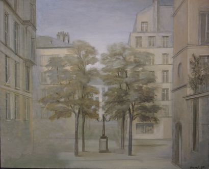 null Deux vues de Paris: "La place Furstenberg", huile sur toile par Desmé, daté...