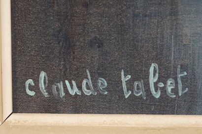 Claude TABET "Parade", huile sur toile, sbg, daté au dos 1961. 70x35 cm