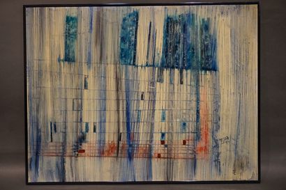 H.MEGAIDE "Abstraction", composition sur toile, sbd, daté 99. 49x64 cm