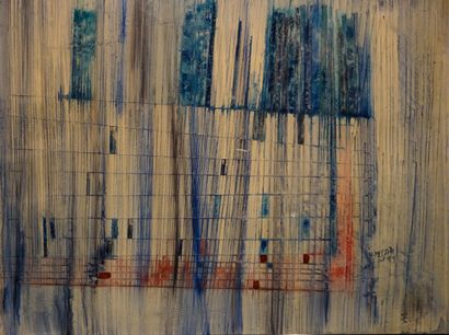 H.MEGAIDE "Abstraction", composition sur toile, sbd, daté 99. 49x64 cm