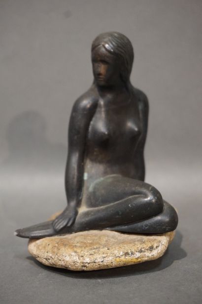 null Statuette en métal: "Sirène". 13 cm