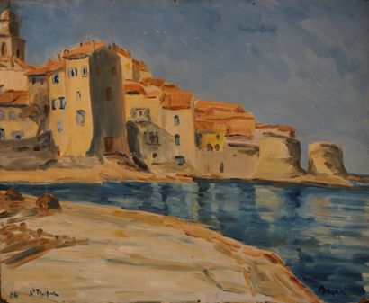 null "Saint Tropez", huile sur isorel, sbd. 50x61 cm