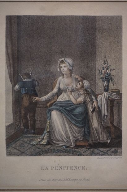 null Paire de gravures: "La récréation" et "La pénitence". 26x20 cm