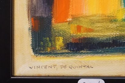 Pierre VINCENT DE QUINTAL "Etude pour un paysage déstructuré", huile sur toile. 12x12...