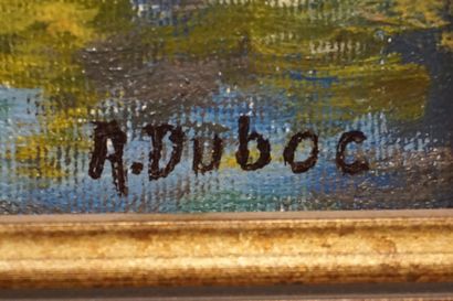 A.DUBOC "Bords de rivière", huile sur toile, sbd. 27x35 cm
