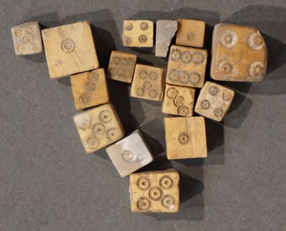 Set of fifteen playing dice. Bones. Small...