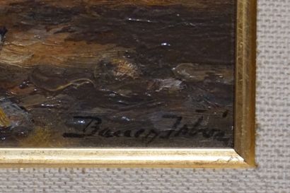 null "Basse-cour", huile sur carton, sbd. 18x25 cm
