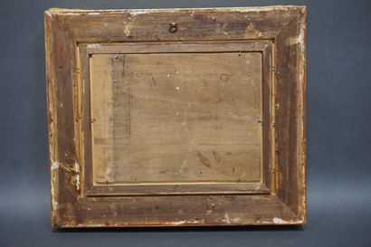 PURCHAS "Poules et paon", huile sur panneau, sbg. 19,5x25,5 cm