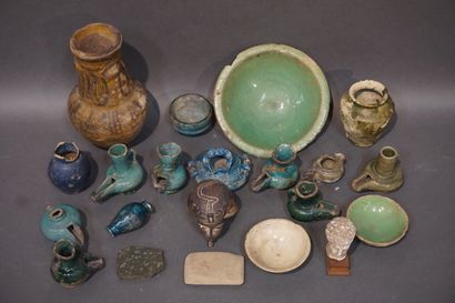 null 
Eight oil lamps and six earthenware cups or vases (accidents and missing),...