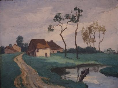 Georges CARRÉ "Hameau", huile sur toile, sbg. 50x65 cm