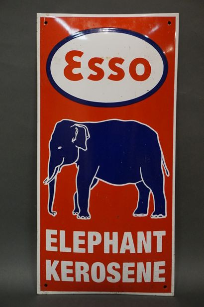 Plaque Esso en tôle. 59,5x29,5 cm