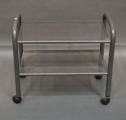 null Table à roulettes en métal gris. 60x66x37 cm