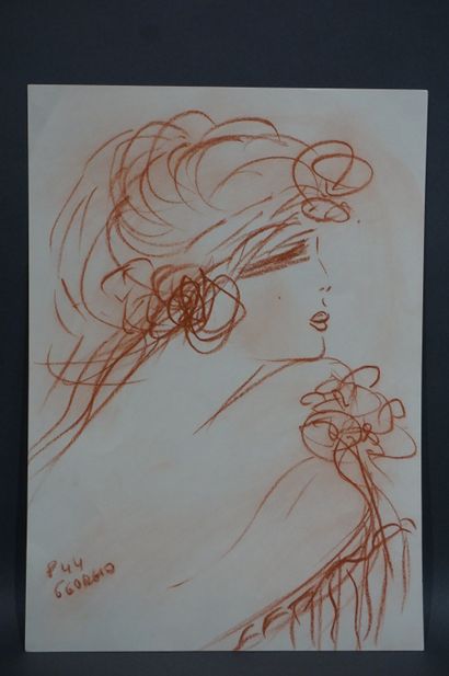 Georgio BENAYOUN (1938) "Portraits de femmes", un pastel et une craie brune. 29,5x21...