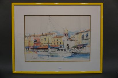 null "Saint Tropez", aquarelle, sbg. 28x40 cm