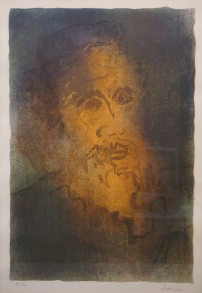 ARAMA "Visage d'homme", lithographie 9/250, sbd. 67x47 cm