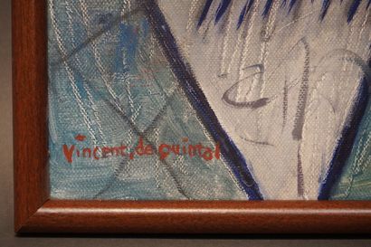 VINCENT DE QUINTAL "Les joueurs de carte", huile sur toile, sbg. 54x65 cm