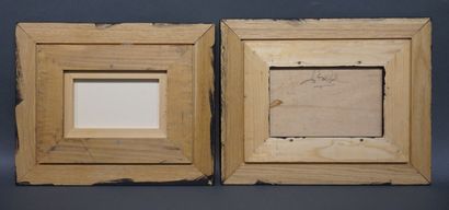 Edgar STOEBEL (1909-2001) "Abstractions", huile sur panneau (21x32 cm) et aquarelle...