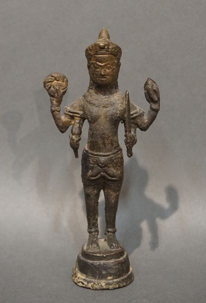 null Statuette de divinité indienne en bronze. 15 cm