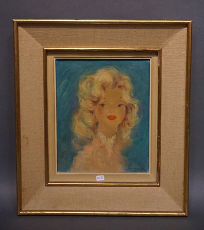 LEROUX "Portrait de femme", huile sur toile, sbd. 27x22 cm