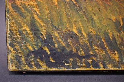 Edgar STÖEBEL (1090-2001) "Paysage à la cabane", huile sur toile, sbg. 27x35 cm