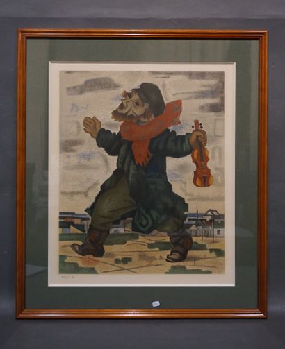 null Lithographie: "Violoniste Russe" 169/ 200, sbd. 58x48 cm