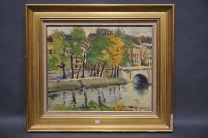 MANOY ? "Quai de Seine", huile sur toile, sbd. 38x46 cm
