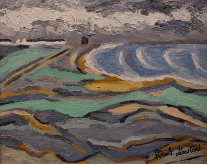 Raoul LEBASTARD (1967) "Rivage", huile sur toile, sbd. 46x55 cm