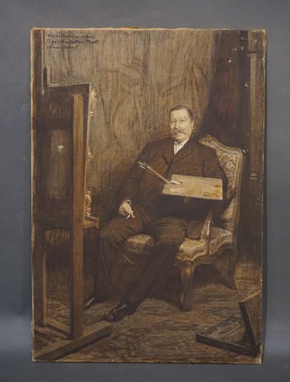 GUIBOMMET (?) 
"Portrait du docteur Poyet", peinture sur toile, signé et dédicacé...