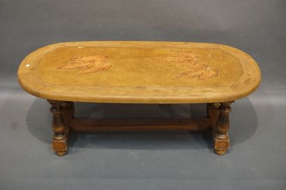 null Table basse en bois à plateau en céramique. 42x115x58 cm