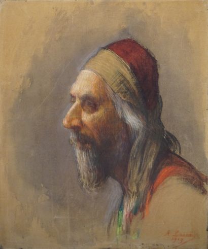 A. LAINE "Portrait d'homme", pastel, sbd, daté 1919. 55x46 cm
