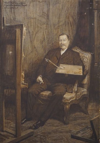 GUIBOMMET (?) 
"Portrait du docteur Poyet", peinture sur toile, signé et dédicacé...