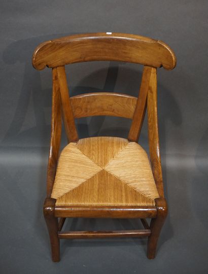 null Chaise paillée gondole XIX°, en bois naturel. 80x50x50 cm