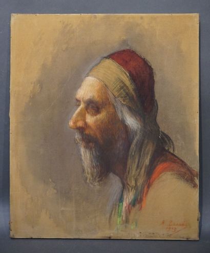 A. LAINE "Portrait d'homme", pastel, sbd, daté 1919. 55x46 cm