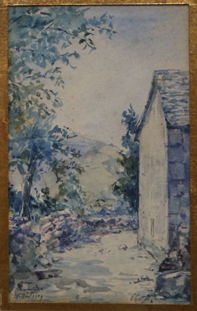 null "Maison de montagne", aquarelle, sbg. 13,5x8 cm