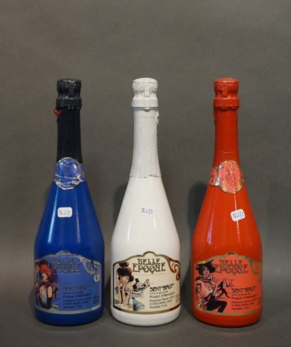 CHAMPAGNE Trois bouteilles de Champagne "Belle époque", Sekt "Brut", Allemagne.
