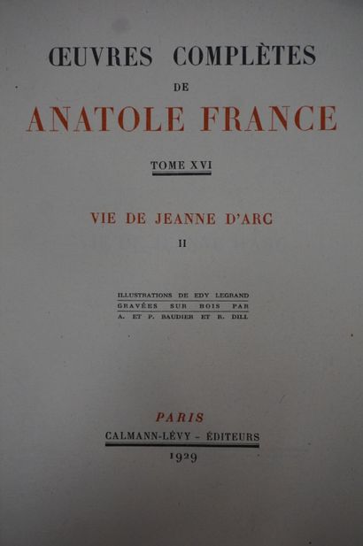 LIVRES Anatole France "Œuvres complètes", 24 volumes ,ill. Edy Legrand. 4 manett...
