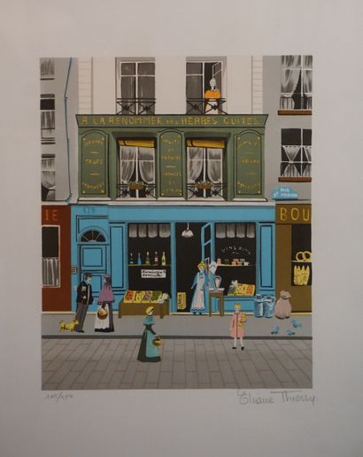 Eliane Thierry "Commerce", lithographie 105/250, sbd. 49x39 cm